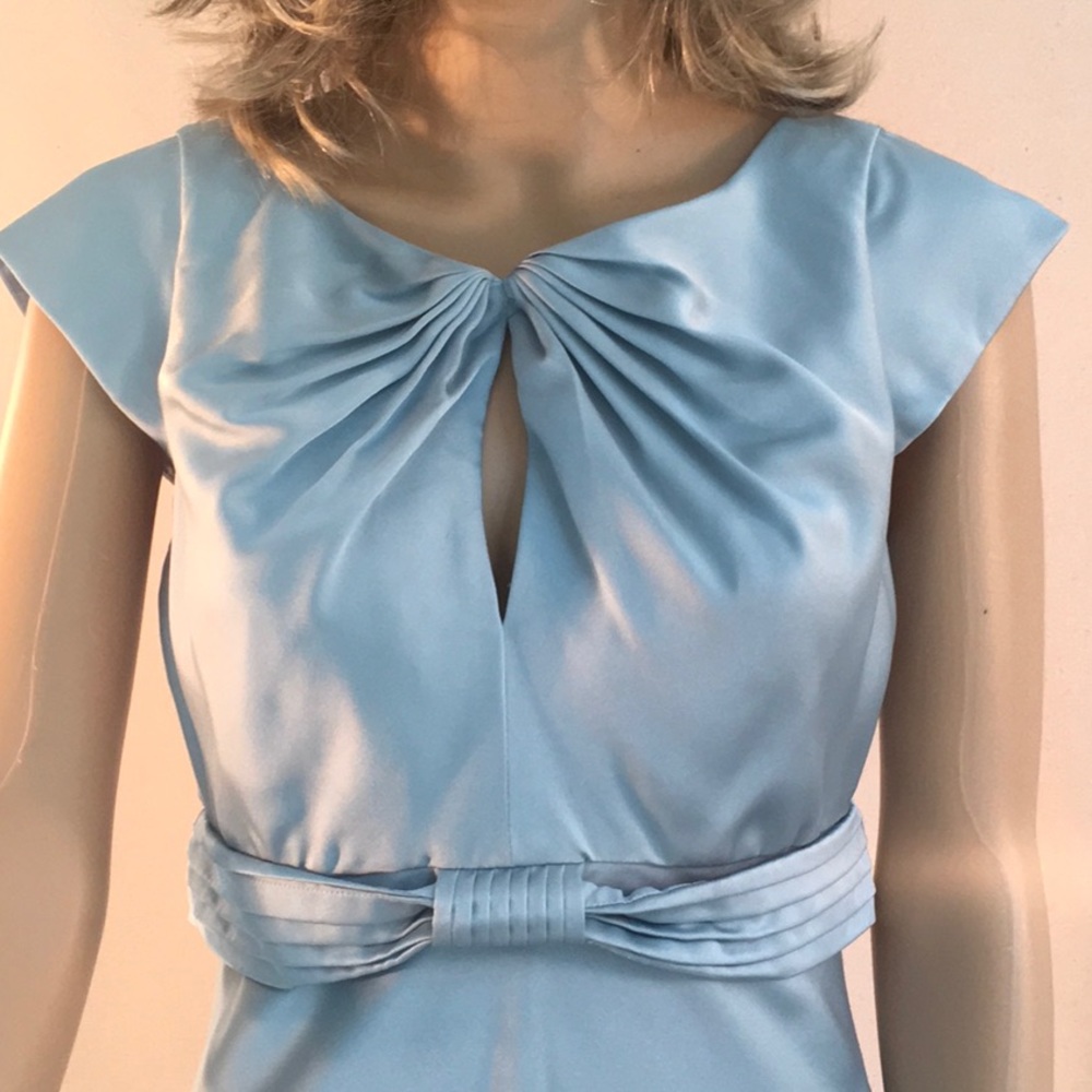CALVIN KLEIN blue satin short sleeve Scoop neck Vintage slip maxi dress - Picture 2 of 15